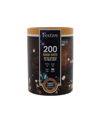 200 -Battery Operated Timer String Lights -  Warm White