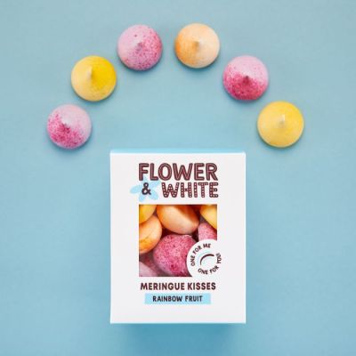 Flower & White Meringue Kisses - Rainbow - 100g