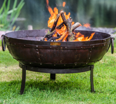 Recycled Kadai Fire Pit on Low Stand - 100cm