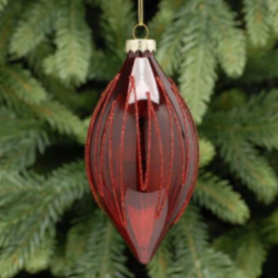 Red With Red Glitter Glass Olive