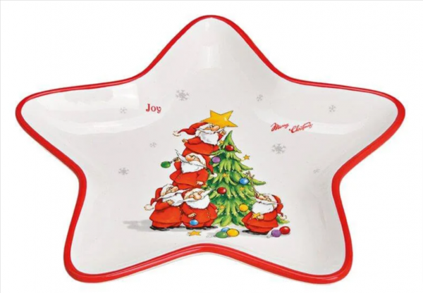 Star shaped plate with Christmas design