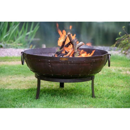 Recycled Kadai Fire Pit on Low Stand - 100cm