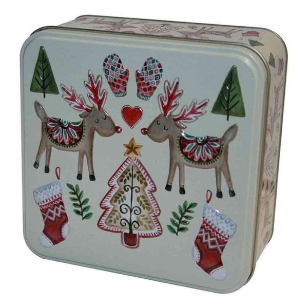Embossed Riendeer Tin Assorted biscuits