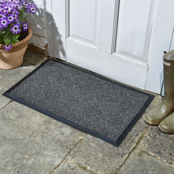 Opti Mat Anthracite Chequered Door Mat