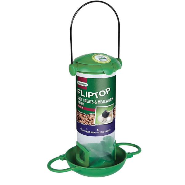 Flip Top Suet Treat and Mealworm Feeder