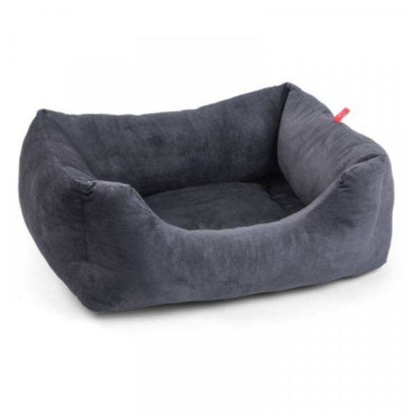Charcoal Grey Velour Square Bed S