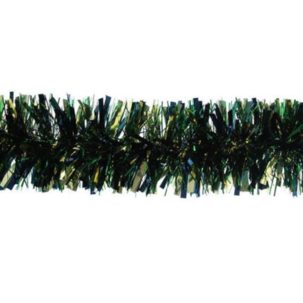 200cm x 10cm blue/gold/green tricolour tinsel