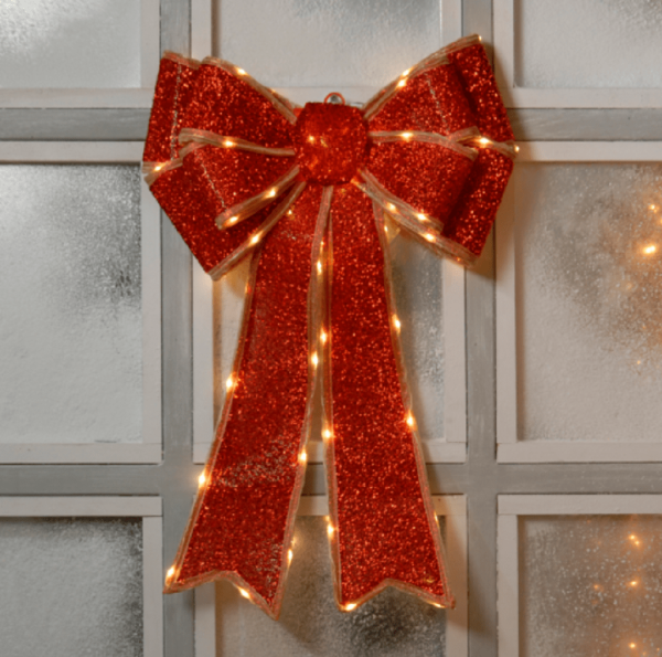 Battery Operated Lit Red Bow