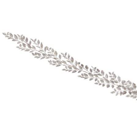 Glitter Leaf Garland - Silver