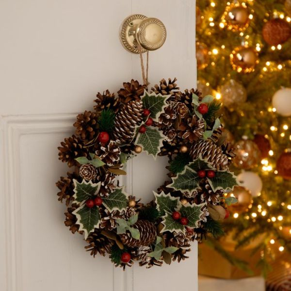 Red Berries And Holly Wreath In Box