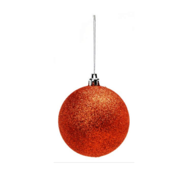 Orange Shatterproof Glitter Ball