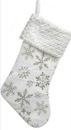 White With White Snowflakes Stocking