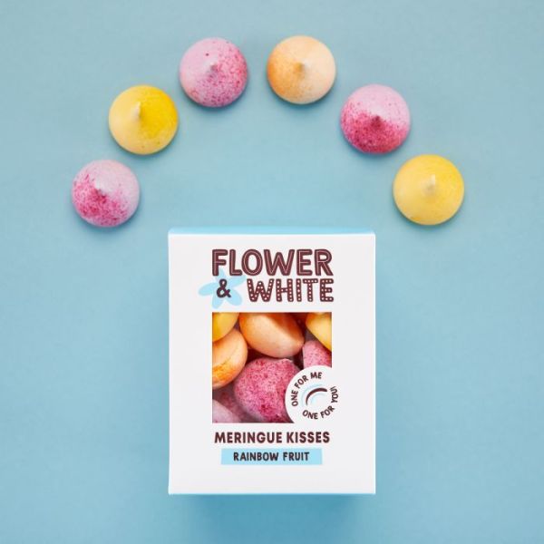 Flower & White Meringue Kisses - Rainbow - 100g