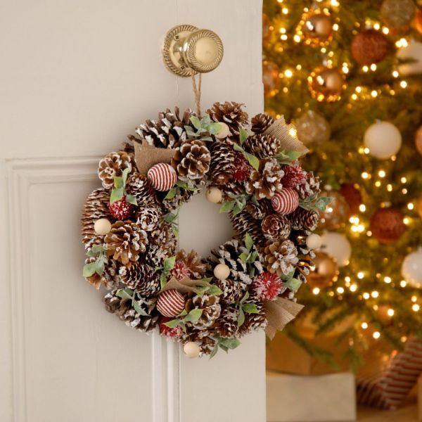 Red Pinecone Wreath - 36cm