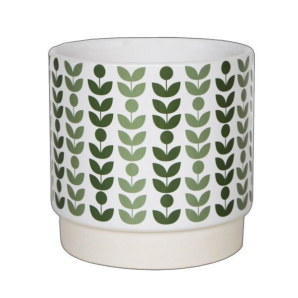 Retro Floral Pot Green HousePlant Pot 