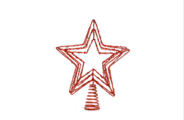  Red Five Point Star Tree Topper