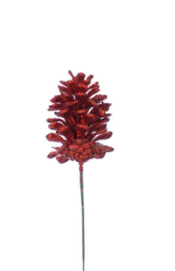 Red Glitter Pinecone Pick