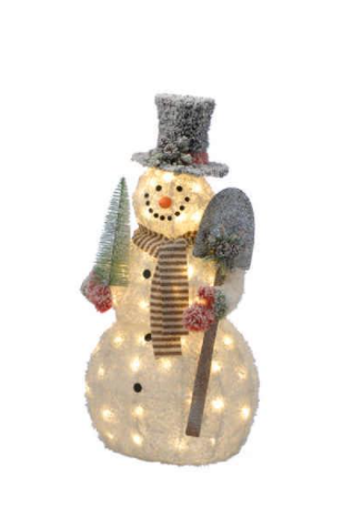 120cm Lit Snowman with Shovel