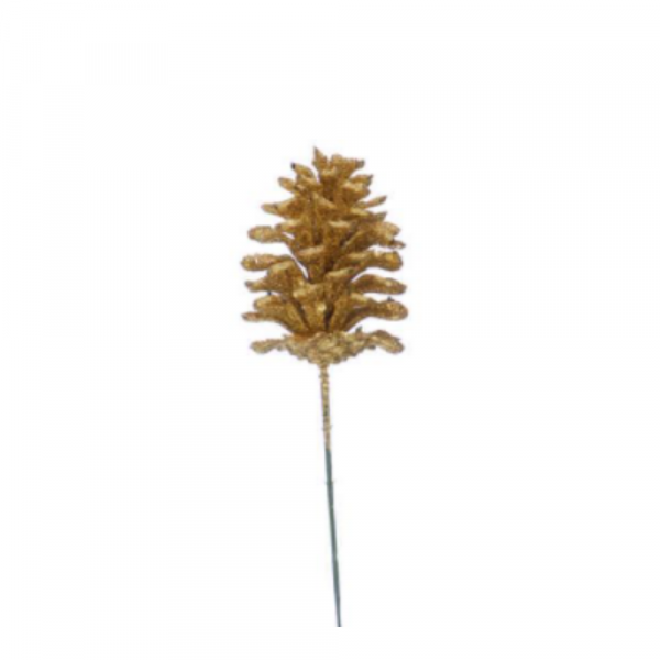 Gold Glitter Pine Cone Pick