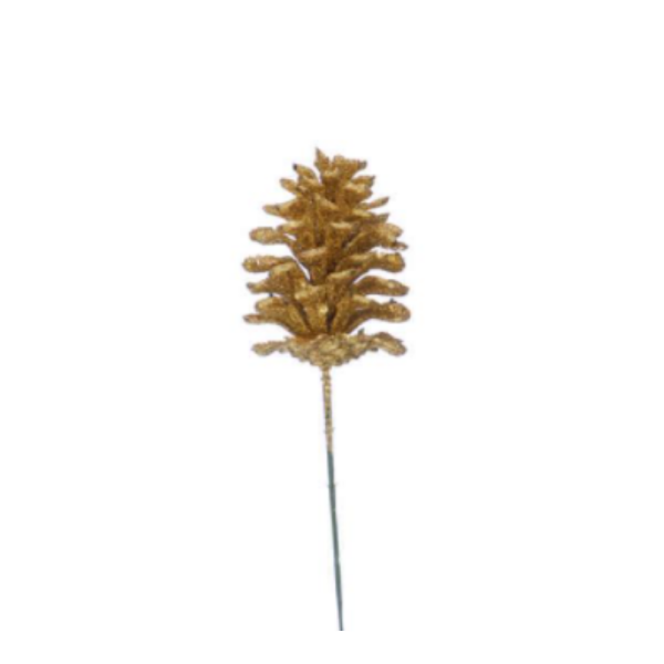 Gold Glitter Pine Cone Pick