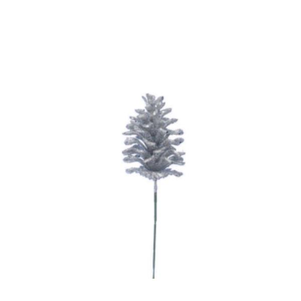 Silver Glitter Pinecone Pick