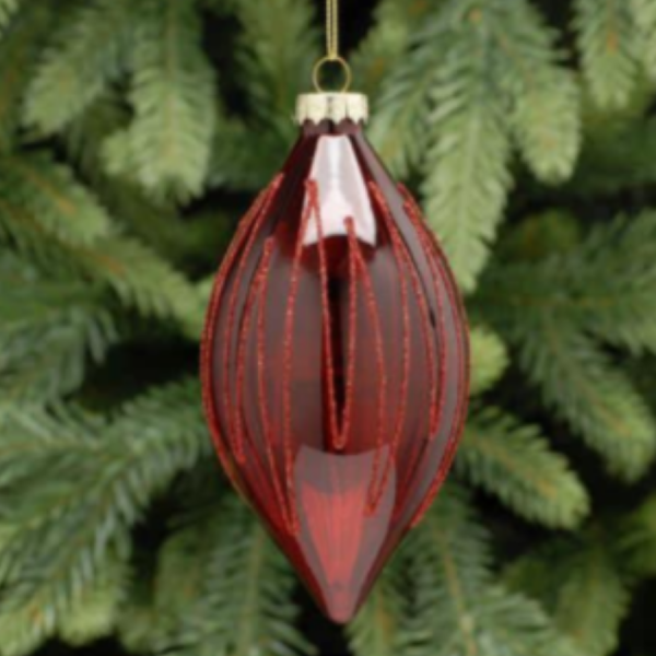 Red With Red Glitter Glass Olive