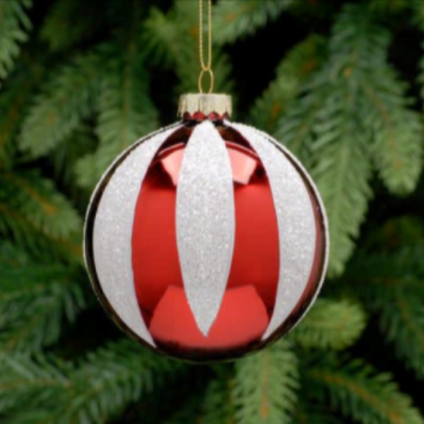 Candy Cane Design Glass Ball