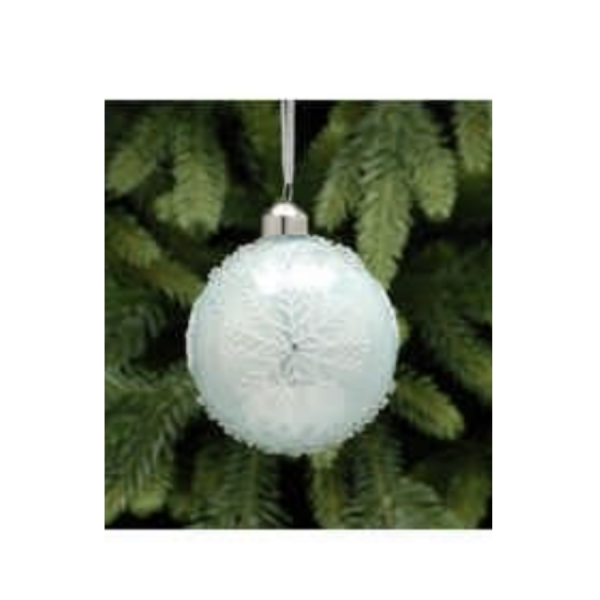 Ice Blue / White Snowflake Glass Ball