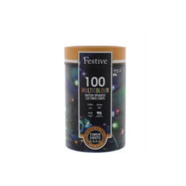  100- Battery Operated Timer String Lights - Multicolour