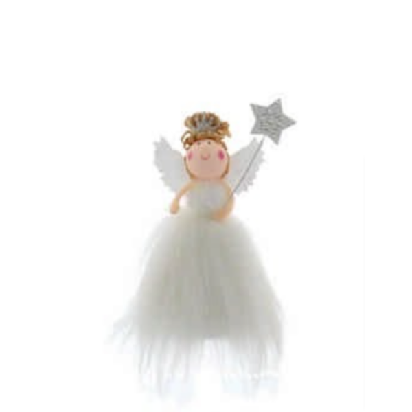 White Standing Angel Holding Wand