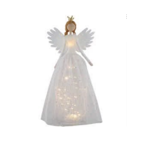 Battery Operated White Angel With Light Up Mesh Dress