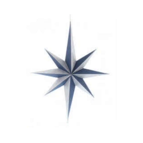 Silver And Blue Paper Foldable 8 Point Star