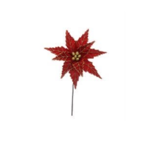 Red Velvet Poinsettia With Glitter Stem