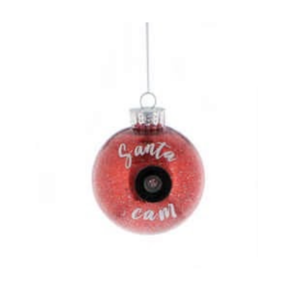 Red Glitter Shatterproof SANTA CAM Ball