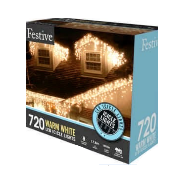 Snowing Icicle Lights - Warm White-720