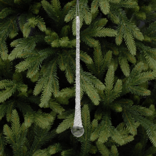Clear Glass Icicle With white glitter