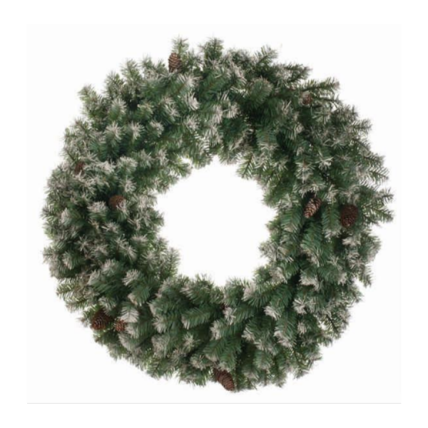 Frosted Wreath With Cones