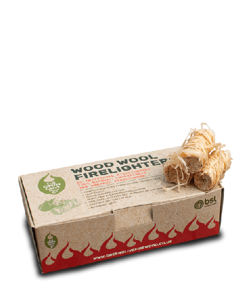 Green Olive Wood Wool Firelighters - 24 pack